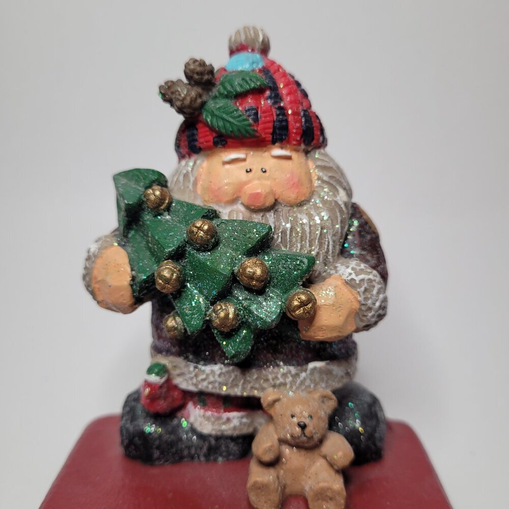 Santa Christmas Stocking Holders 2 Festive Figurines - Picture 5 of 11